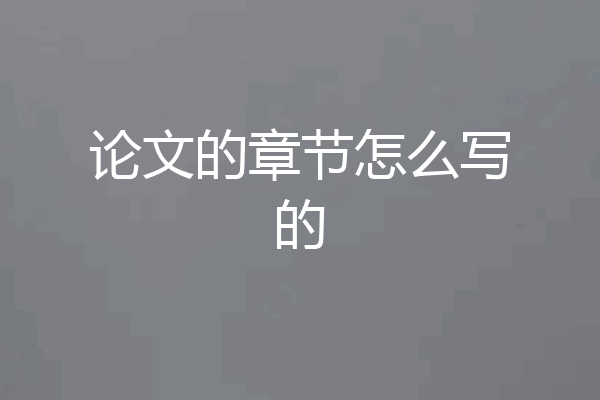 论文的章节怎么写的