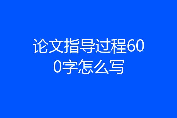 论文指导过程600字怎么写