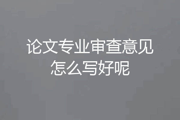 论文专业审查意见怎么写好呢