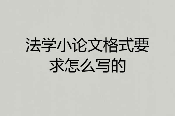 法学小论文格式要求怎么写的