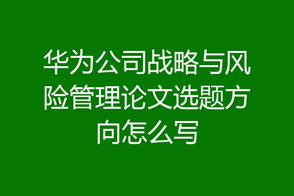 华为公司战略与风险管理论文选题方向怎么写