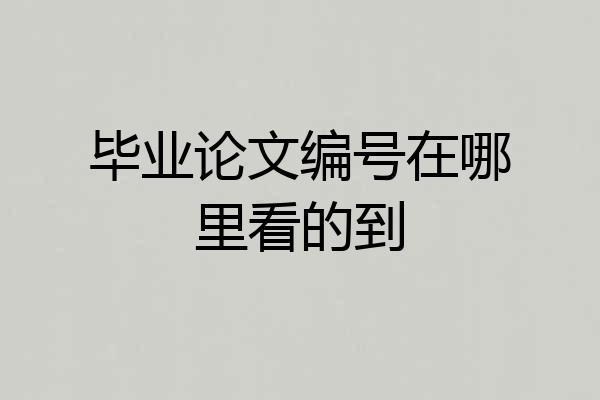 毕业论文编号在哪里看的到