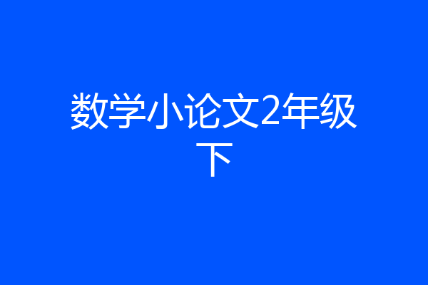 数学小论文2年级下