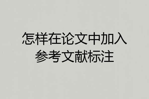 怎样在论文中加入参考文献标注