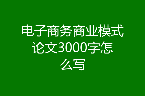 电子商务商业模式论文3000字怎么写