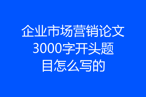 企业市场营销论文3000字开头题目怎么写的
