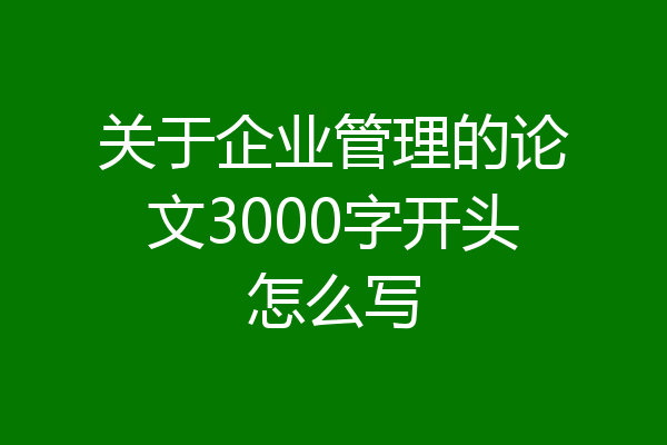 关于企业管理的论文3000字开头怎么写