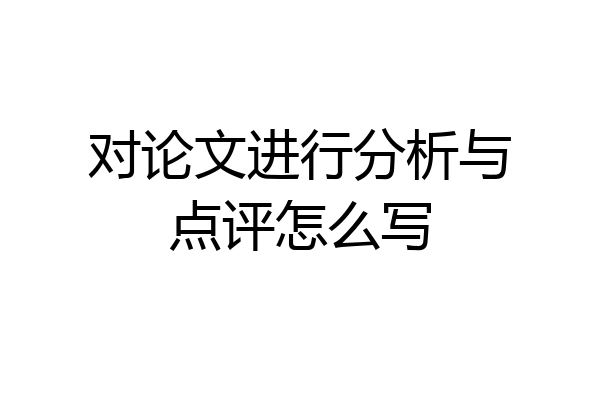 对论文进行分析与点评怎么写