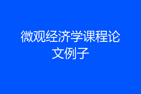 微观经济学课程论文例子