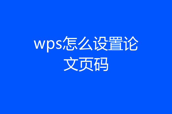 wps怎么设置论文页码