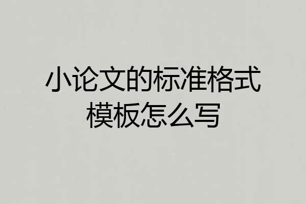 小论文的标准格式模板怎么写