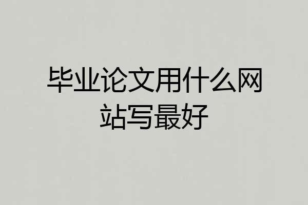 毕业论文用什么网站写最好