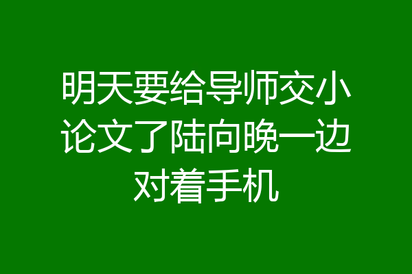 明天要给导师交小论文了陆向晚一边对着手机