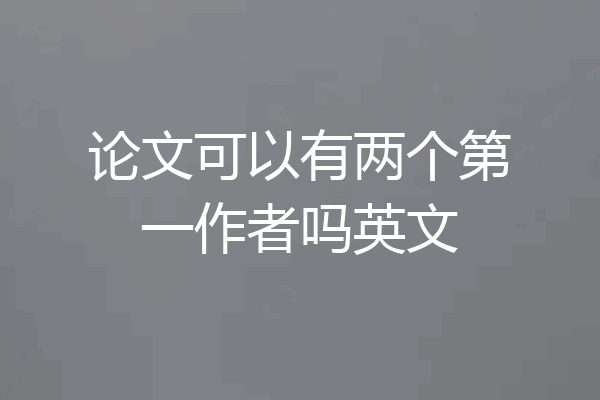 论文可以有两个第一作者吗英文