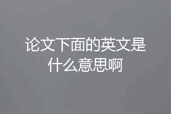 论文下面的英文是什么意思啊