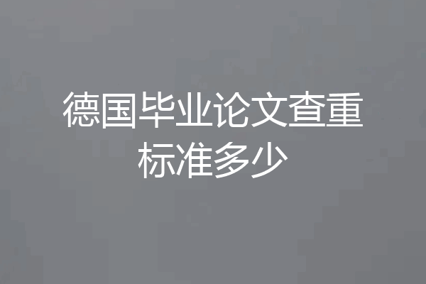 德国毕业论文查重标准多少