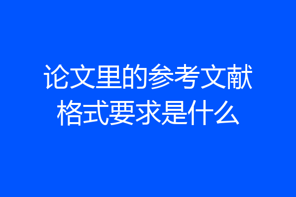 论文里的参考文献格式要求是什么