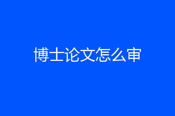 博士论文怎么审