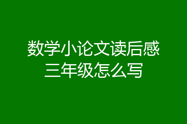 数学小论文读后感三年级怎么写