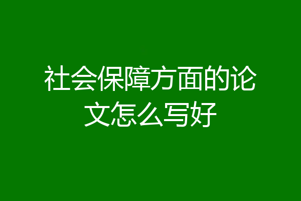 社会保障方面的论文怎么写好
