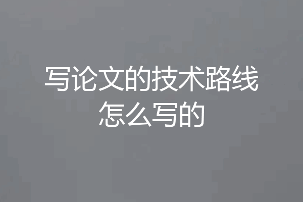 写论文的技术路线怎么写的
