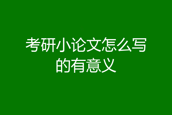 考研小论文怎么写的有意义