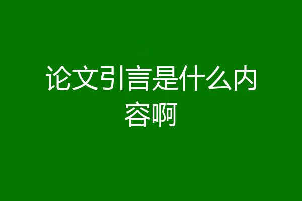 论文引言是什么内容啊
