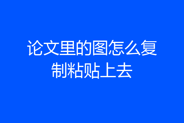 论文里的图怎么复制粘贴上去