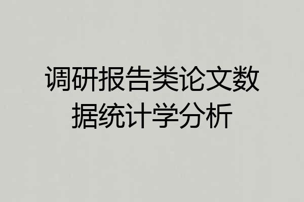 调研报告类论文数据统计学分析