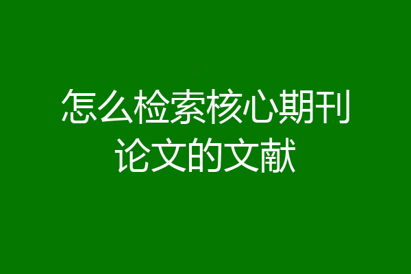 怎么检索核心期刊论文的文献