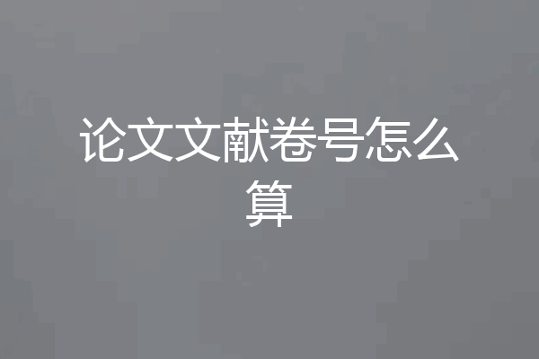 论文文献卷号怎么算