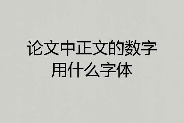 论文中正文的数字用什么字体