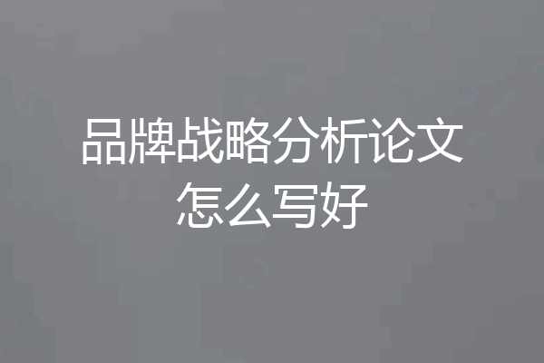 品牌战略分析论文怎么写好