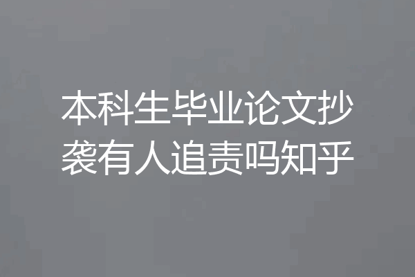 本科生毕业论文抄袭有人追责吗知乎