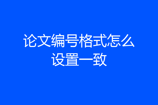 论文编号格式怎么设置一致