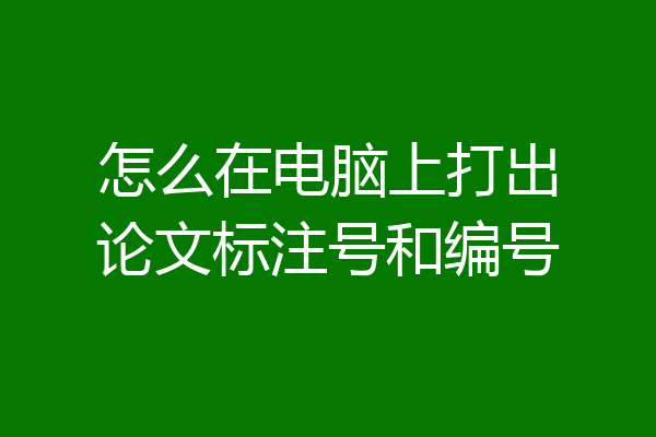 怎么在电脑上打出论文标注号和编号