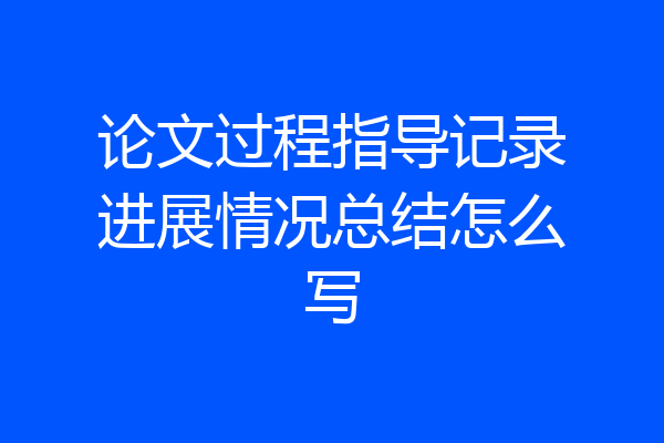 论文过程指导记录进展情况总结怎么写