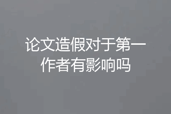 论文造假对于第一作者有影响吗