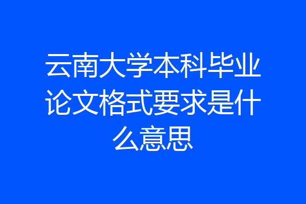 云南大学本科毕业论文格式要求是什么意思