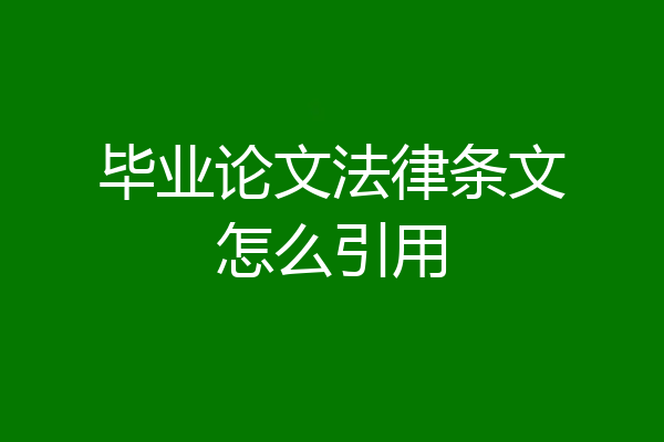 毕业论文法律条文怎么引用