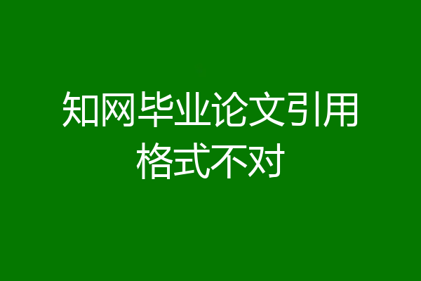 知网毕业论文引用格式不对