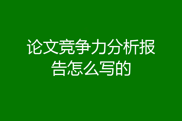 论文竞争力分析报告怎么写的