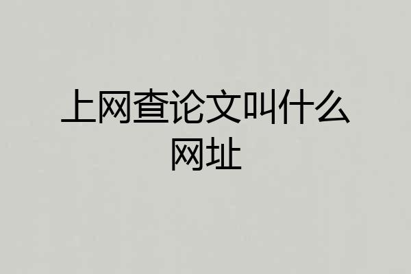 上网查论文叫什么网址