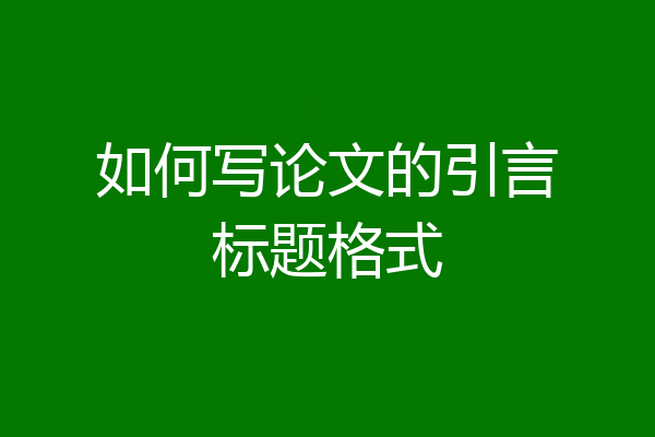 如何写论文的引言标题格式