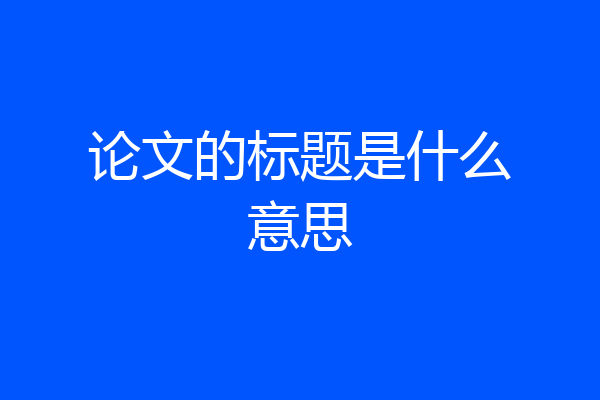 论文的标题是什么意思