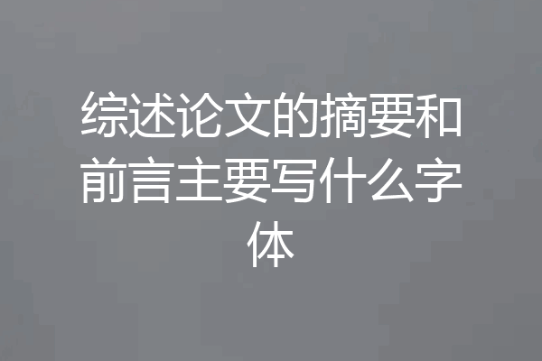 综述论文的摘要和前言主要写什么字体