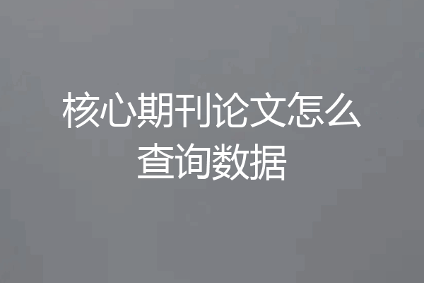 核心期刊论文怎么查询数据