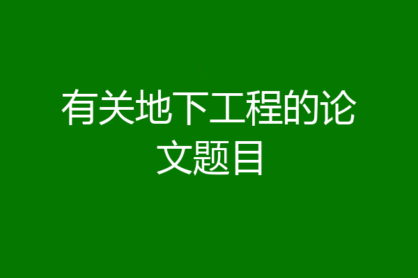 有关地下工程的论文题目