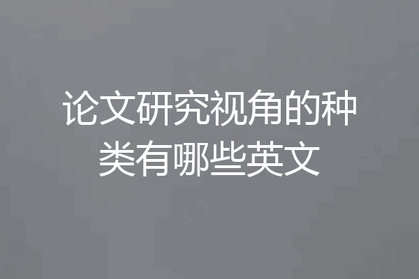 论文研究视角的种类有哪些英文