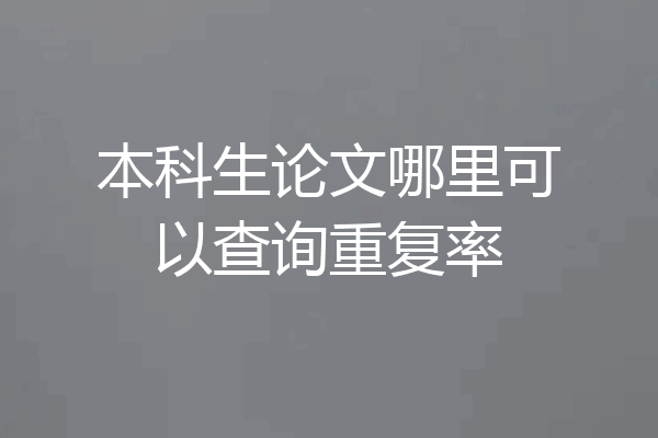 本科生论文哪里可以查询重复率